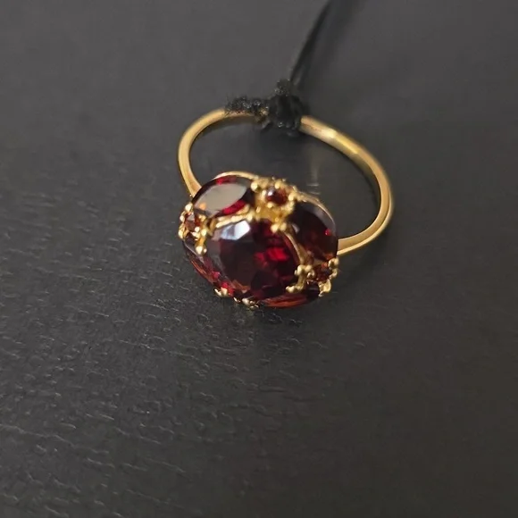 GARNET Luxurious 14K Gold  PLATED Over 925 Silver  WITH RED  GARNET  Gemstone. - Picture 4 of 10